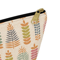 Stamped Leaves Accessory Pouch w T-bottom in Orange